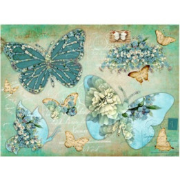 Papel de arroz mariposa azules